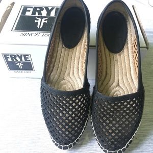 FRYE Lee a line perforated BLACK espadrilles 8.5